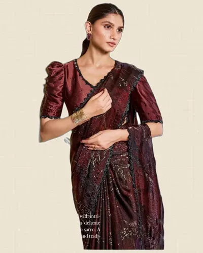 Luxurious Fancy Two Tone Satin Silk Sarees — image 2