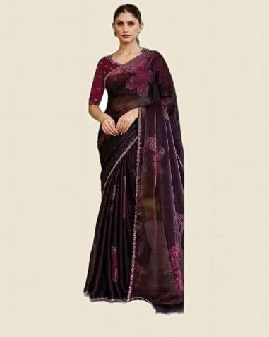 Luxurious Fancy Two Tone Satin Silk Sarees — image 3