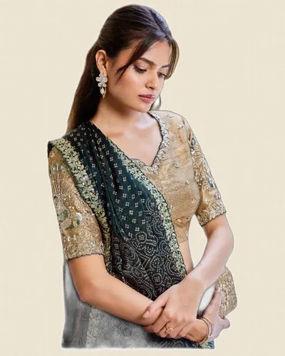 Luxurious Fancy Two Tone Satin Silk Sarees — image 2