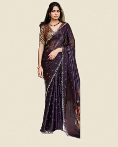 Luxurious Fancy Two Tone Satin Silk Sarees — image 3