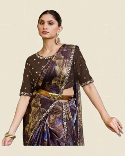 Luxurious Fancy Two Tone Satin Silk Sarees — image 2