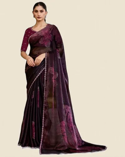 Luxurious Fancy Two Tone Satin Silk Sarees