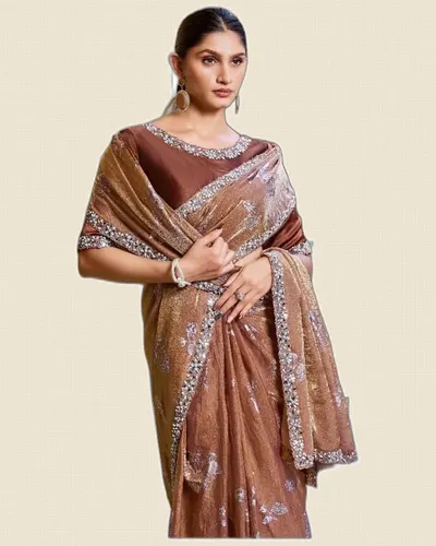 Luxurious Fancy Two Tone Satin Silk Sarees — image 2