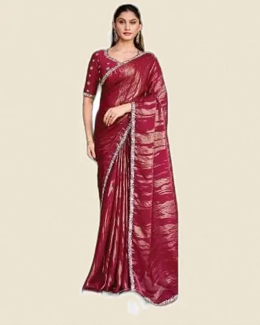 Luxurious Fancy Two Tone Satin Silk Sarees — image 3