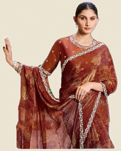 Luxurious Fancy Two Tone Satin Silk Sarees — image 2