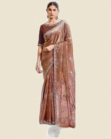 Luxurious Fancy Two Tone Satin Silk Sarees — image 5