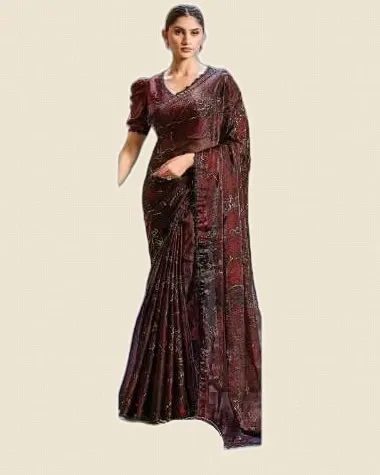 Luxurious Fancy Two Tone Satin Silk Sarees — image 3