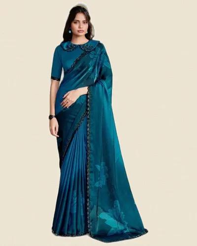Luxurious Fancy Two Tone Satin Silk Sarees