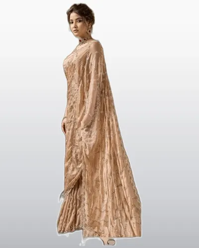 Lustrous Velvet Satin Heavy Zari Work Sarees — image 6