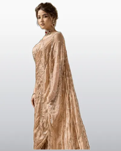 Lustrous Velvet Satin Heavy Zari Work Sarees — image 5