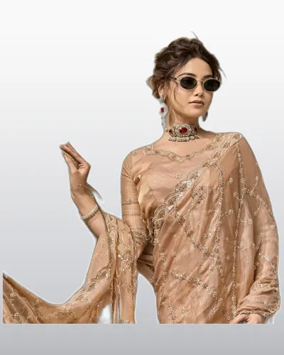 Lustrous Velvet Satin Heavy Zari Work Sarees — image 2
