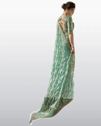 Lustrous Velvet Satin Heavy Zari Work Sarees — image 3
