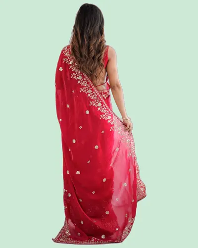 Dazzling Heavy Fendy Silk Sequins Embroidery Sarees — image 3