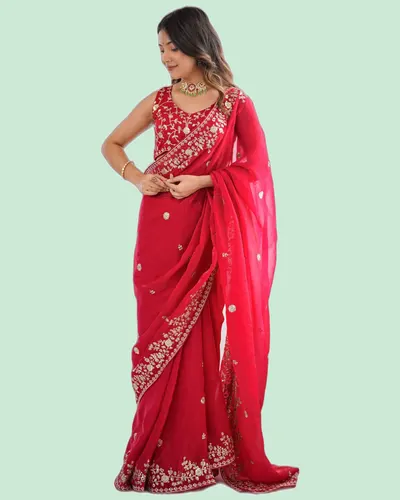 Dazzling Heavy Fendy Silk Sequins Embroidery Sarees — image 4