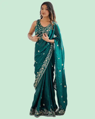 Dazzling Heavy Fendy Silk Sequins Embroidery Sarees — image 5
