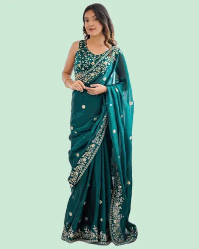 Dazzling Heavy Fendy Silk Sequins Embroidery Sarees