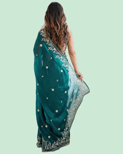 Dazzling Heavy Fendy Silk Sequins Embroidery Sarees — image 4
