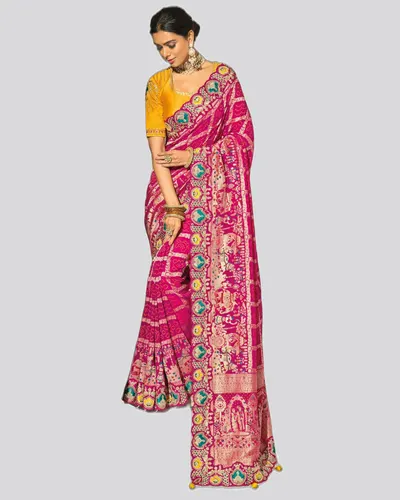Bandhej  Pure Georgette Heavy Work Designer Sarees