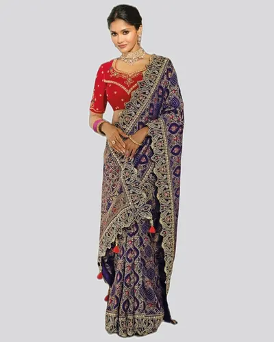 Bandhej  Pure Georgette Heavy Work Designer Sarees — image 3