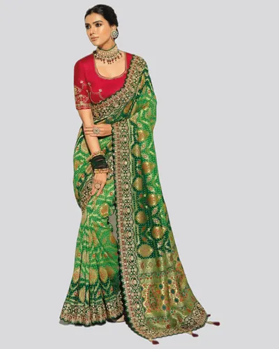 Bandhej  Pure Georgette Heavy Work Designer Sarees