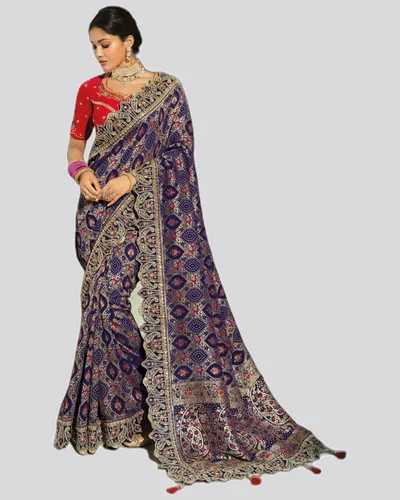 Bandhej  Pure Georgette Heavy Work Designer Sarees