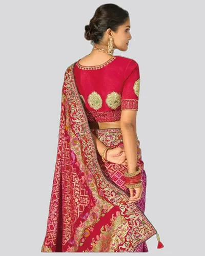 Bandhej  Pure Georgette Heavy Work Designer Sarees — image 4