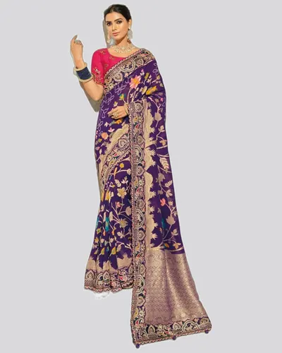 Bandhej  Pure Georgette Heavy Work Designer Sarees — image 2