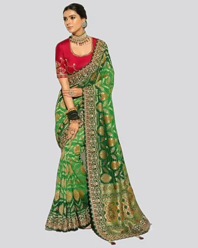 Bandhej  Pure Georgette Heavy Work Designer Sarees — image 6