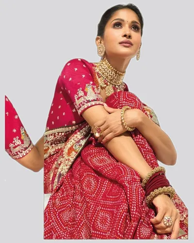 Bandhej  Pure Georgette Heavy Work Designer Sarees — image 5