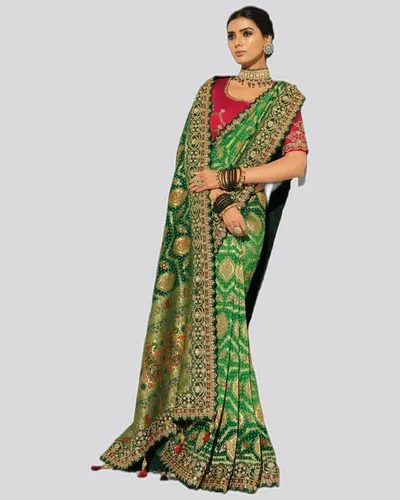 Bandhej  Pure Georgette Heavy Work Designer Sarees — image 2