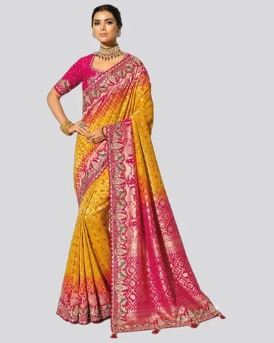 Bandhej  Pure Georgette Heavy Work Designer Sarees — image 5