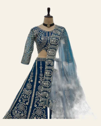 Royal Net Embroidery Rich Hues Elegant Lehengas — image 3