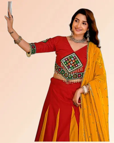 Chic Pure Cotton Fancy Latkan Work Lehengas — image 3