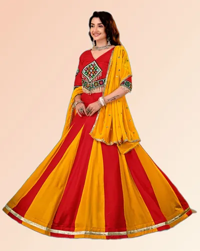Chic Pure Cotton Fancy Latkan Work Lehengas