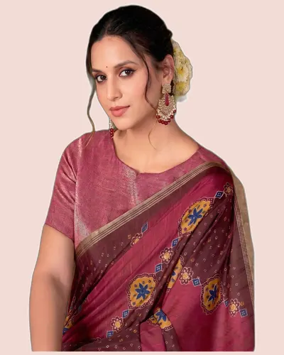 Exclusive Floral Motifs Multi-thread Embroidery Sarees — image 2