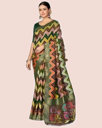Exclusive Floral Motifs Multi-thread Embroidery Sarees — image 3