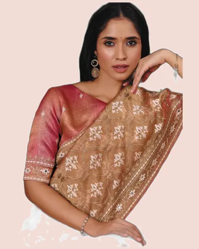 Exclusive Floral Motifs Multi-thread Embroidery Sarees — image 3