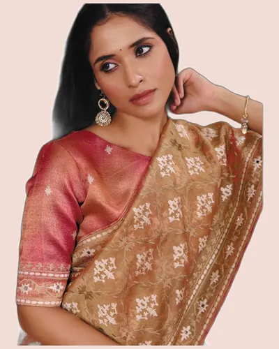 Exclusive Floral Motifs Multi-thread Embroidery Sarees — image 2