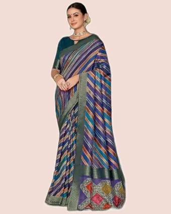 Exclusive Floral Motifs Multi-thread Embroidery Sarees — image 3