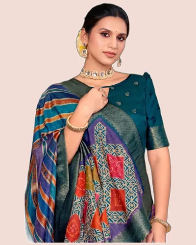 Exclusive Floral Motifs Multi-thread Embroidery Sarees — image 2