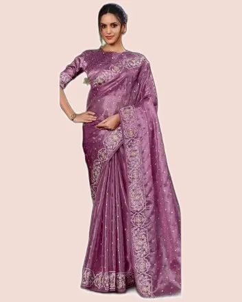 Exclusive Floral Motifs Multi-thread Embroidery Sarees — image 3