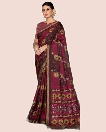 Exclusive Floral Motifs Multi-thread Embroidery Sarees — image 3