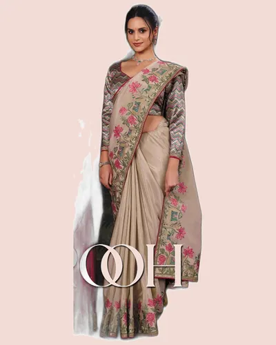 Exclusive Floral Motifs Multi-thread Embroidery Sarees — image 4