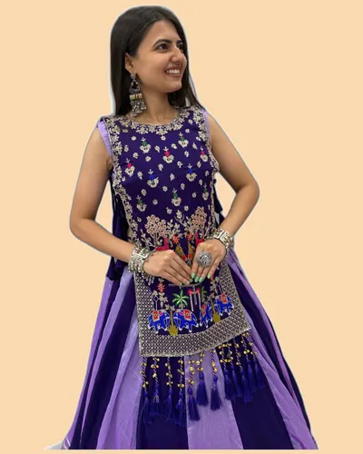 Rich Look Vichitra Silk Dandiya Navratri Lehengas — image 3