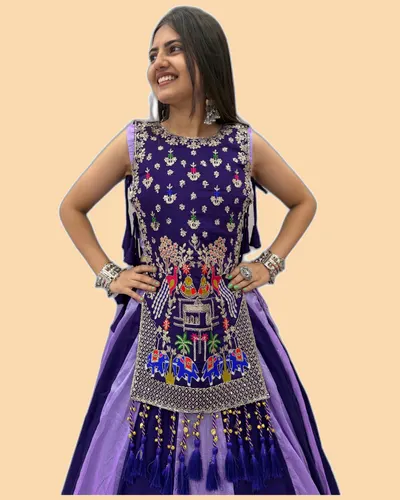 Rich Look Vichitra Silk Dandiya Navratri Lehengas — image 5