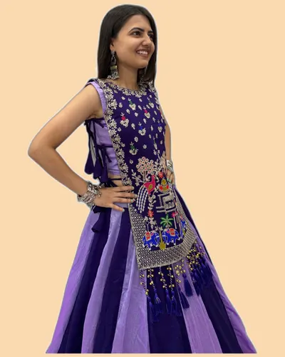 Rich Look Vichitra Silk Dandiya Navratri Lehengas — image 7