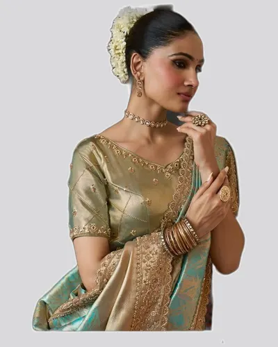 Vrindavan V7 Soft Silk Beads Work  Premium Sarees — image 4
