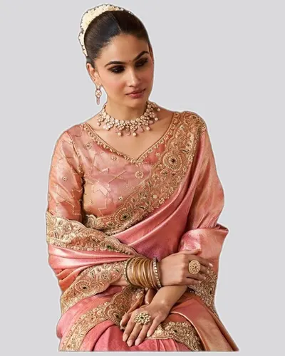 Vrindavan V7 Soft Silk Beads Work  Premium Sarees — image 2