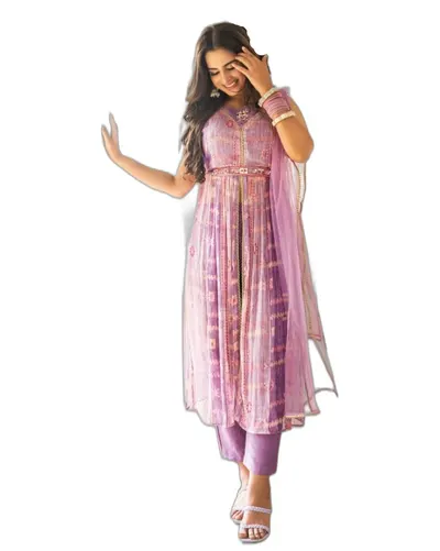 Partywear Georgette & Jaam Net Print Kurti Dresses