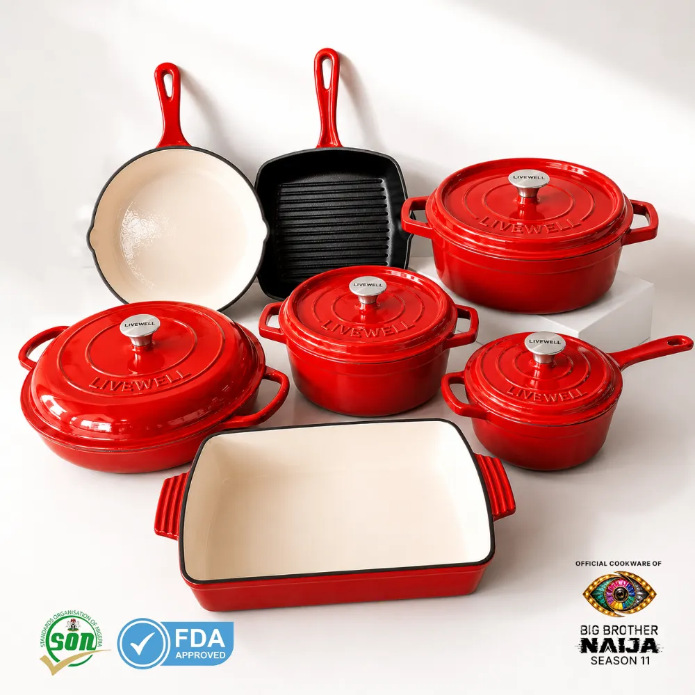 Livewell 7 Set 100% Cast Iron Enamel Cookware